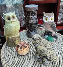 JOB LOT of 5 LARGE Owl Resin Ornament Figures GARDEN OR HOME TALLEST 14