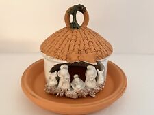 Vintage Terracotta Nativity Scene Tealight Candle Holder Made In Italy 3.75