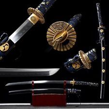 Handmade clay tempered t10 steel katana real hamon japanese samurai sharp sword picture