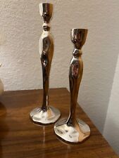 Silver Hammered Candle Sticks Two 10