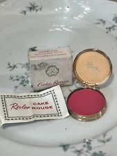 VINTAGE REVLON GOLD METAL MIRRORED COMPACT CAKE ROUGE MAKE UP  CHERRY PINK  NIB picture