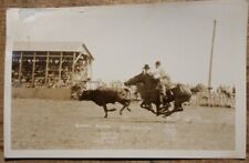 1935 Shorty Ricker Rodeo Bull Dogging Wolf Point MT RPPC O'Neill Photo PC picture