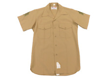USMC Khaki Shirt Medium Short Sleeve Service Dress Dacron Poly/Wool US Marine picture