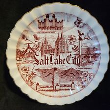 Vtg Salt Lake City Utah Souvenir Plate Travel Memorabilia Plate w/Scalloped Rim picture