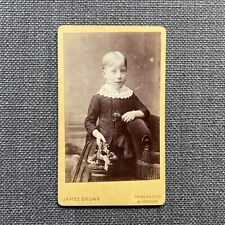 CDV Photo Antique Portrait Young Girl in Dark Dress with Lace Collar Basket UK picture