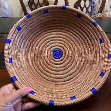 Hand Crafted Woven Pine Needle  Brown Accents Fruit Basket picture