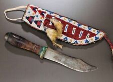 Indian Beaded Knife Cover Native American Sioux Style Buckskin Knife Sheath picture