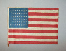 Old Antique Vtg 19th C 1891-1896 44 Star Notched Pattern Parade Flag 3.25 X 4.5