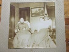 2 Victorian Interior House Photograph Albumen Parlor & Mom & dad & 3 Kids  picture