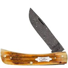 Case xx Knives Sodbuster Jr Burnt Goldenrod Bone 52421 Damascus Pocket Knife picture