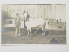 Antique RPPC Michigan ? Real Photograph Postcard Horse and Farmer  picture