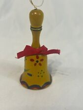 Vintage Russ Hand Painted Wooden Bell Christmas Ornament picture