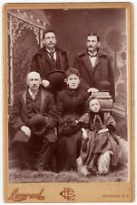 A WINTERTIME FAMILY PORTRAIT IN WINDSOR, NEW YORK : FAMILY OF FIVE: CABINET CARD picture