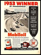 1953 Mobiloil Mobilgas Oil Vintage PRINT AD Indianapolis Car Race Bill Vukovich picture