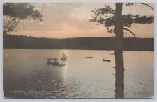 Lake Spofford New Hampshire, Camp Namaschaug Sunset Canoes, Vintage Postcard picture