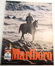 1971 Print Ad Marlboro Cigarettes Man Horse Cowboy Ocean Sea Rocks Smoking Lasso picture