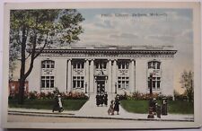 Vintage Public Library Jackson Michigan White Border Postcard Unposted picture