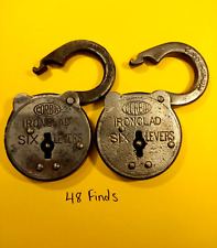2 ct Vintage Corbin Six Lever Ironclad Padlocks Lock Patent 1914 NO KEY Lot#9 picture