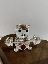 Vintage 80s Crystal Pig Piglet w Barbells Made with Red Swarovski Heart  RARE picture