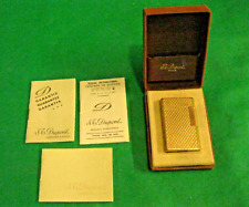 VINTAGE S.T. DUPONT 20 MIC GOLD DIAMOND PATTERN LIGHTER + Box + Papers France picture