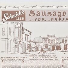 1950s Schmidt's Sausage Haus Restaurant Placemat German Village Columbus Ohio picture