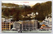 c1910s~Hong Kong China~Praya of Central~Harbor~Boats~Sternberg~Antique Postcard picture