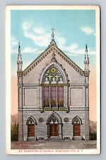 New York City NY,, St Sebastian's Church, c1917 Vintage Souvenir Postcard picture