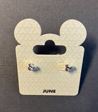 Disney Girl Earrings June Birthstone Mickey Minnie Mouse Ears Studs Silvertone picture