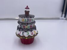 Miniature Happy Birthday Jesus Cake Figurine 2.5”x4” picture