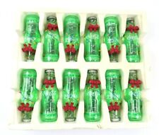 Lot of 12 Vintage 1993 Enesco Green Coke Bottles with Christmas Trees - READ picture