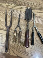 Vintage Lot Of Stovetop Curling Irons & Hair Crimper. Metal and Wood picture