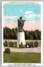 Monument Sacred Heart College Sharon Heights Massachusetts Mass Statue Postcard picture