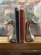 Vintage Brass Duck Head Bookends Cabin Decor Home Office 6” Mallards Rustic picture