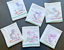 Vtg Embroidered Sun Bonnet Girls Days of The Week Kitchen Towels Flour Sack - 6 picture