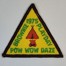 Vintage Girl Scout 1975 Brownie Playday Pow Wow Daze Embroidered Patch Tipi Fire picture