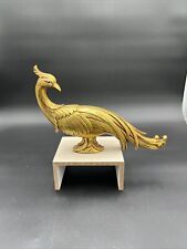 Vintage Hollywood Regency Syroco Gold Peacock Centerpiece Figure Statue  12”x 8