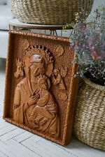 Virgin Mary of Perpetual Help WOOD CARVED CHRISTIAN ICON RELIGIOUS WALL HANGING  picture