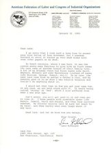 Lane Kirkland. Type letter signed. AFL-CIO union leader. Great content.  COA picture