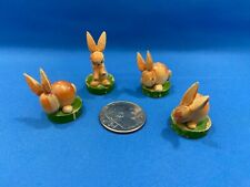 ERZGEBIRGE Wooden Miniature Rabbits Bunnies Ulbricht Germany Vintage Set of 4 picture