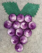 Vintage Handmade Grape Bottlecap Crochet PotHolder Trivet Countrycore Grannycore picture