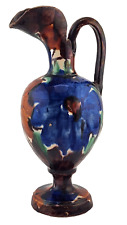 Vintage Mexican Oaxaca Floral Glazed Pottery Small Pitcher Ewer Decor - 6 in picture
