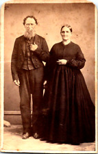 Antique 1860s CDV Photo Man Woman Urbana, Ohio Civil War Stamp by M. L. Albright picture