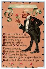 1907 Valentine Old Man Roses Flowers New Orleans LA Tuck's Antique Postcard picture