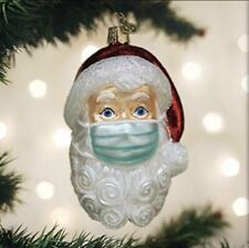 Genuine Old World Christmas Santa with Facemask Glass Ornament picture
