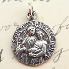 Archangel St Raphael Medal - Sterling Silver Antique Replica  picture