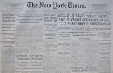 9-1937 September 9 REICH ITALY REJECT 'PIRACY' PARLEY; BRITAIN FRANCE DETERMINED picture