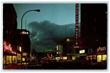 c1950's Night Scene Sheraton Martin Hotel Cars Sioux City Iowa IA Postcard picture