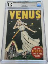 VENUS 1 CGC 8.0 PEDIGREE CROWLEY COPY ATLAS COMICS 1948 1ST APPEARANCE OF VENUS picture