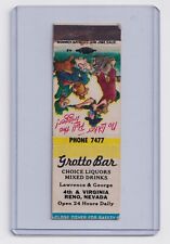 GROTTO BAR - 1940's gaming matchcover - 4th St. - Reno, Nevada - Phone 7477 picture