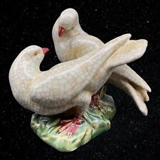 ANTIQUE CHINESE CRACKLE GLAZED PORCELAIN DOVES ART POTTERY FIGURINE STATUE picture